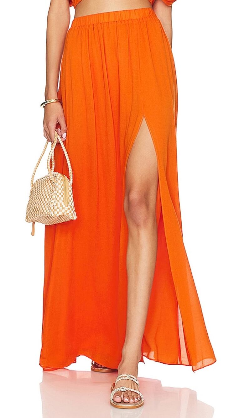 Anna Nata Flowy Orange Cassidy Skirt Size S
